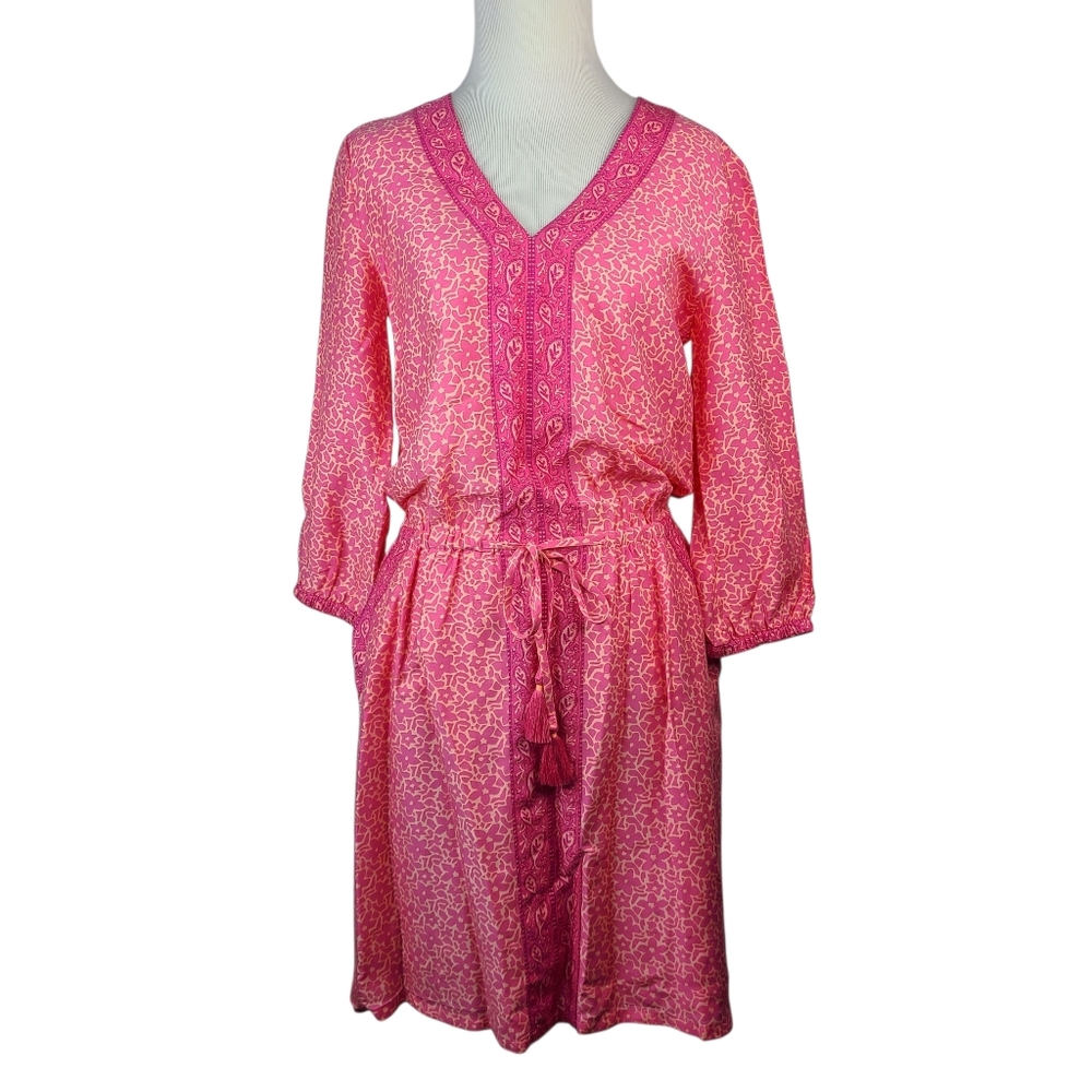 Vineyard Vines Pink Floral Sweet Taffy Pullover Silk Blend Dress Size 0